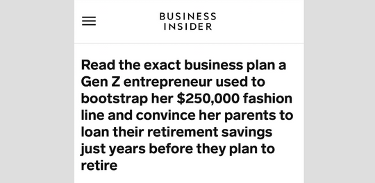 Business Insider: Read the Business Plan a Gen Z Entrepreneur Used